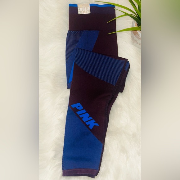 Victoria Secret Pink Cool Comfy Tights Cobalt Blue Seamless Legging Tight NWT M - Picture 11 of 12